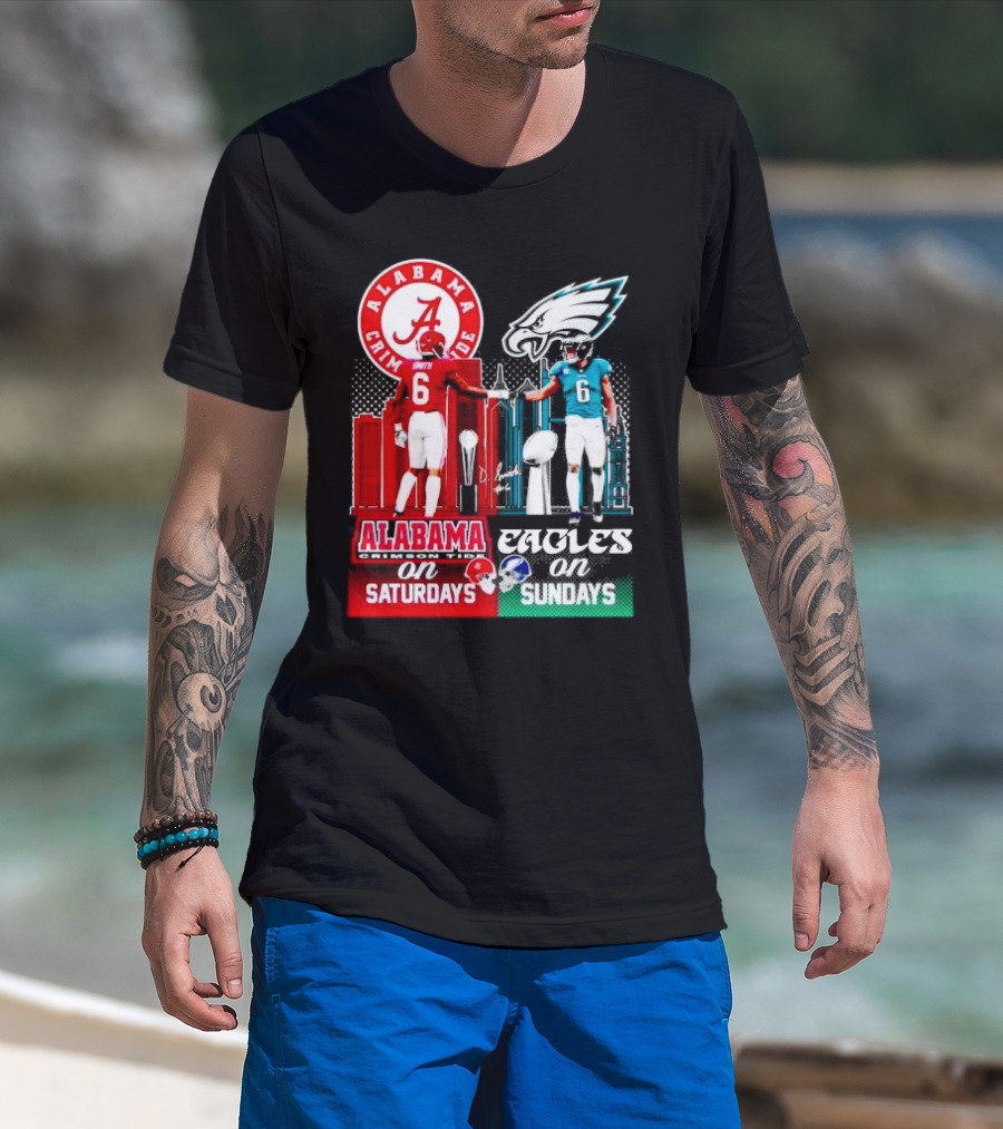 Alabama Crimson Tide Saturdays And Philadelphia Eagles Sundays Smith T-Shirt