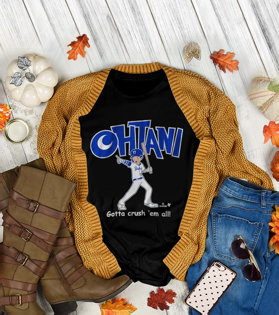 Shohei Ohtani Baseball Player Gotta Crush 'Em All 17 Blue and White Sportswear T-Shirt