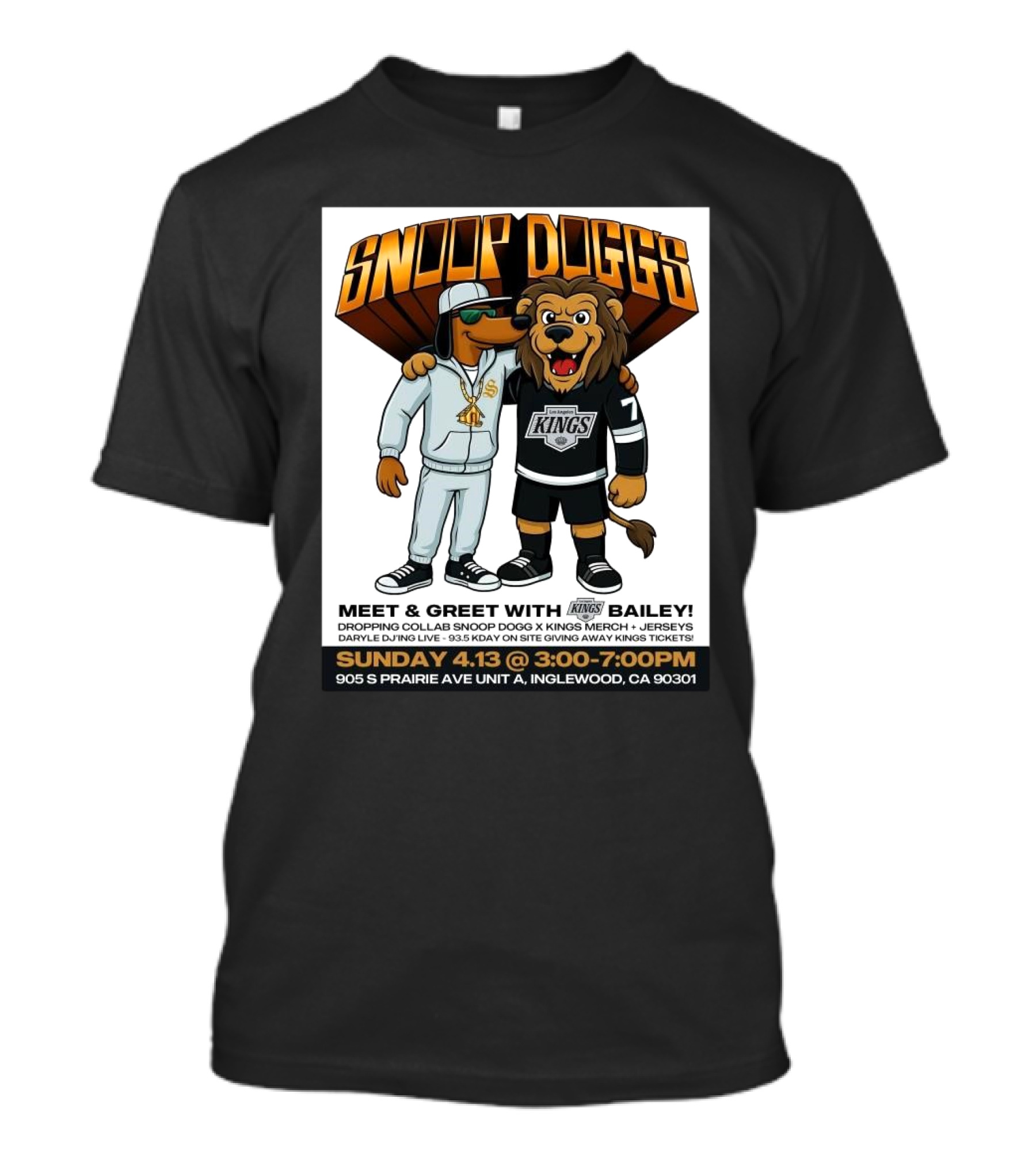 Snoop Dogg Meet & Greet With Kings Bailey Collab Merch Drop April 13 Inglewood CA T-Shirt