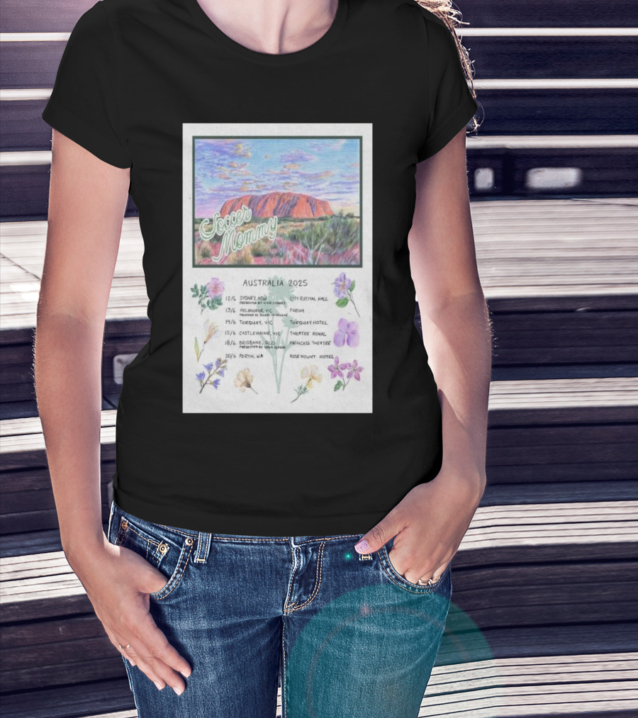 Soccer Mommy Australia Tour 2025 Sydney Melbourne Torquay Castlemaine Brisbane Perth Scenic Landscape And Flowers T-Shirt