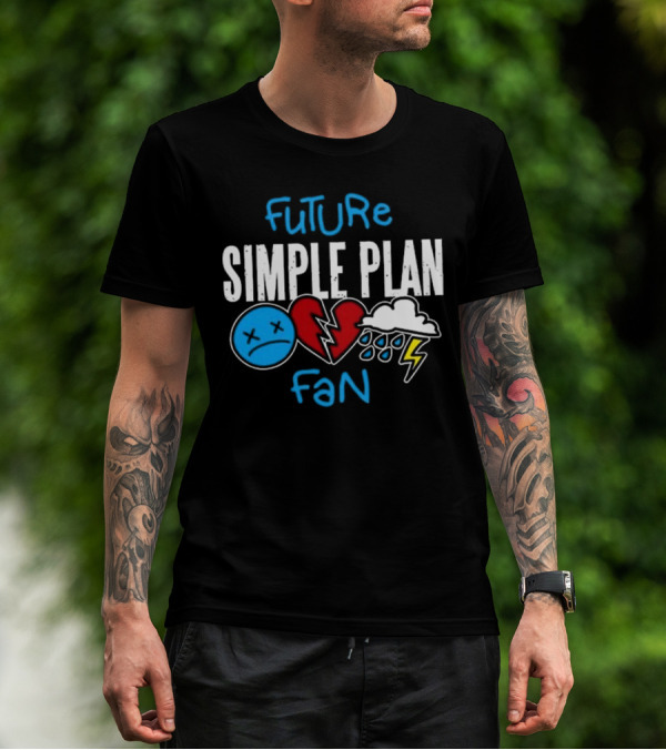Future Simple Plan Fan With Emojis Of Heart And Lightning Cloud T-Shirt