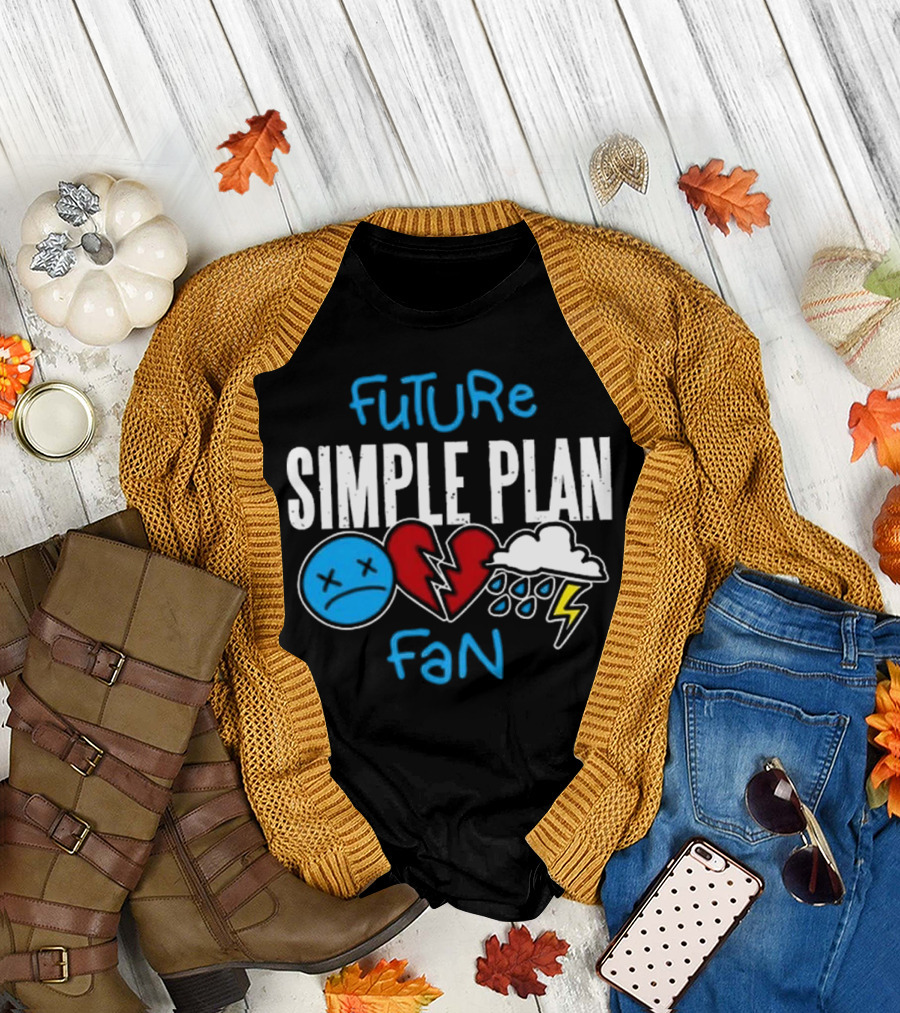 Future Simple Plan Fan with Emojis of Heart and Lightning Cloud T-Shirt