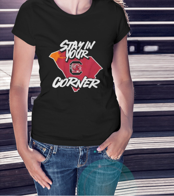 South Carolina Football Stay In Your Corner Gamecock Logo And State Map T-Shirt