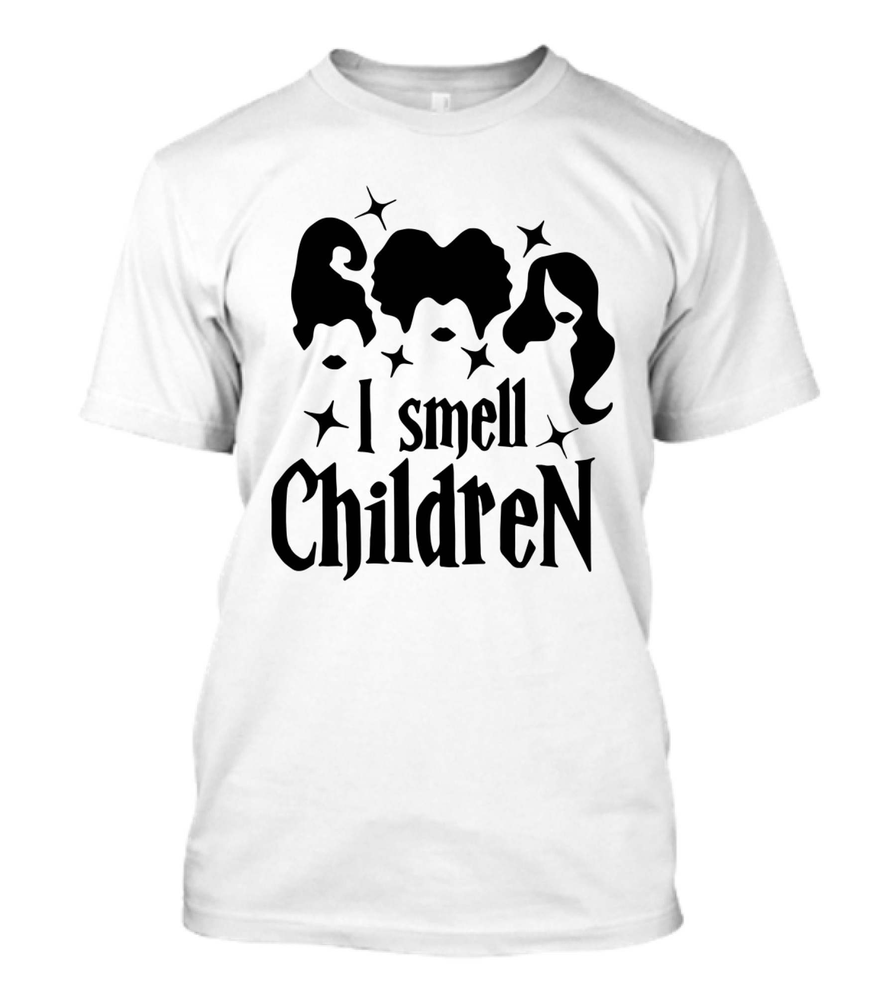 I Smell Children Halloween Witch Silhouettes Black Hair Stars T-Shirt