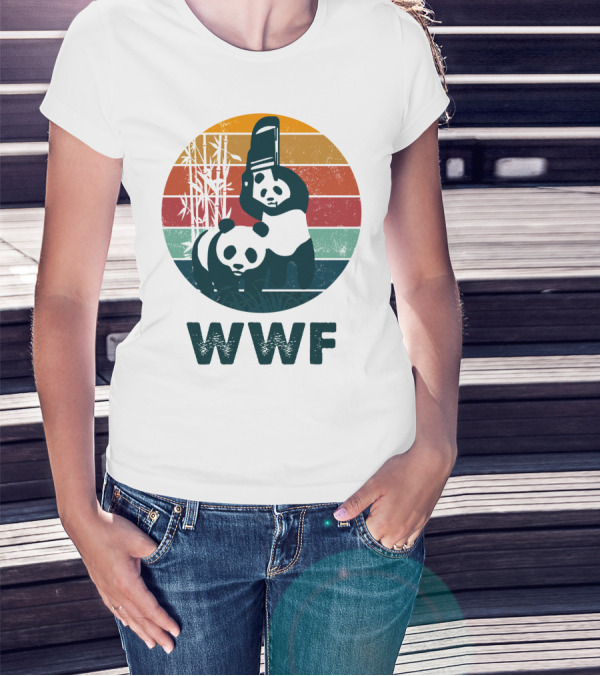 WWF Panda Retro Bamboo Scene T-Shirt