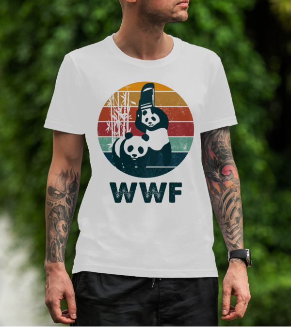 WWF Panda Retro Bamboo Scene T-Shirt