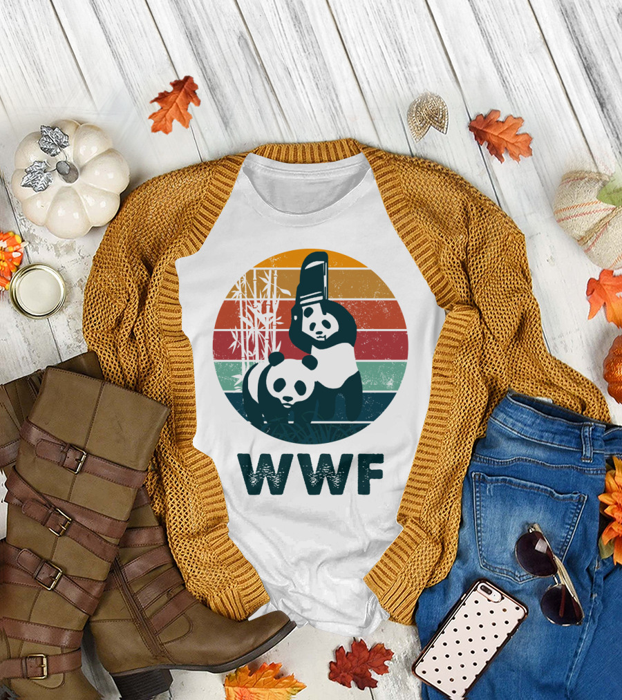 WWF Panda Retro Bamboo Scene T-Shirt