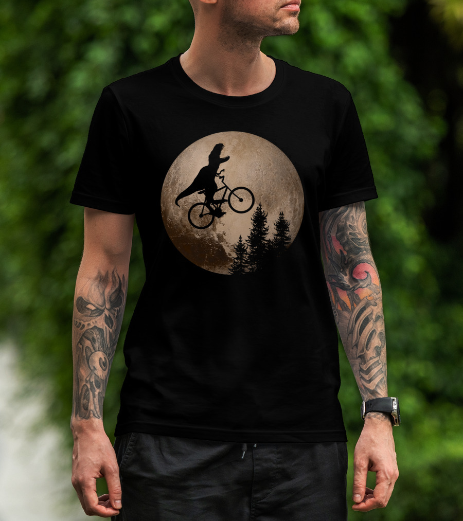 T Rex Riding A Bicycle Across Pluto T-Shirt