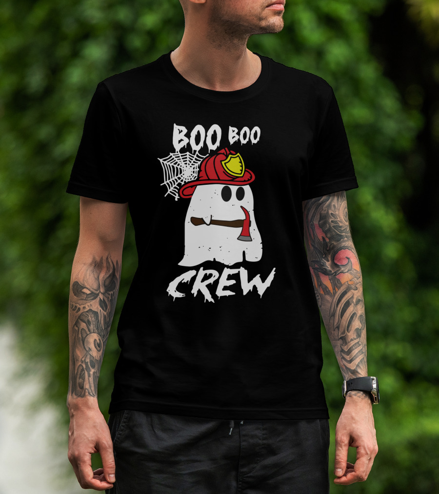 Boo Boo Firefighter Crew Ghost With Axe And Helmet T-Shirt