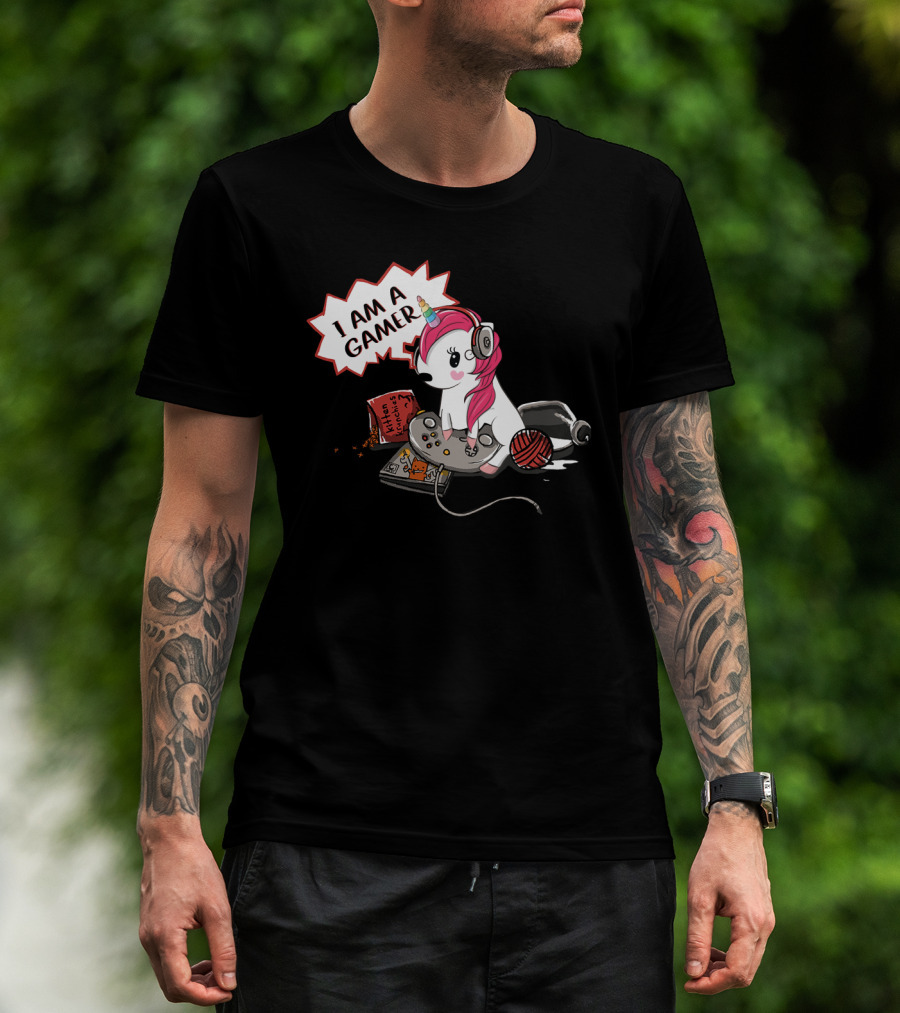 I Am A Gamer Unicorn Headset Controller Fantasy Adventure T-Shirt