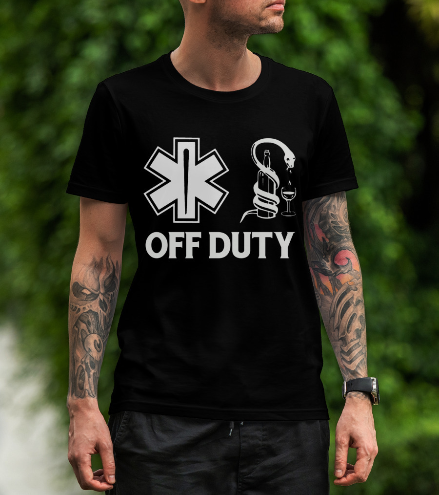 EMT Off Duty Symbol With Wine And Snake T-Shirt