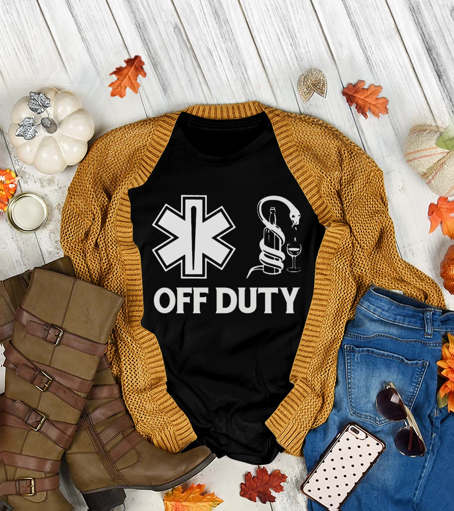 EMT Off Duty Symbol with Wine and Snake T-Shirt