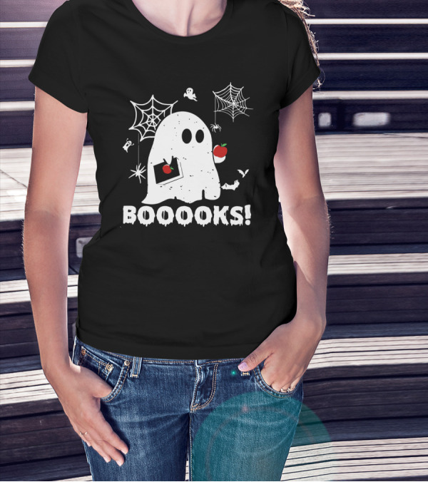 Ghost Boooooks Loves Apples And Webs T-Shirt