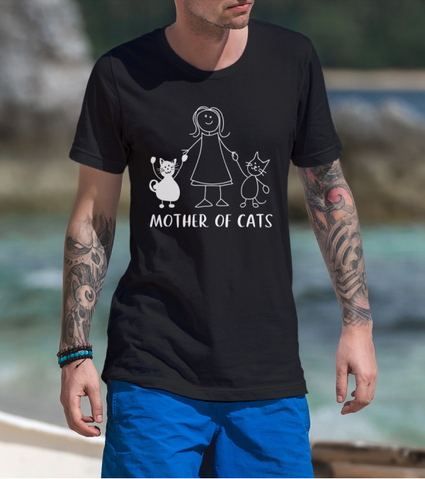 Mother Of Cats Stick Figure With Cats T-Shirt