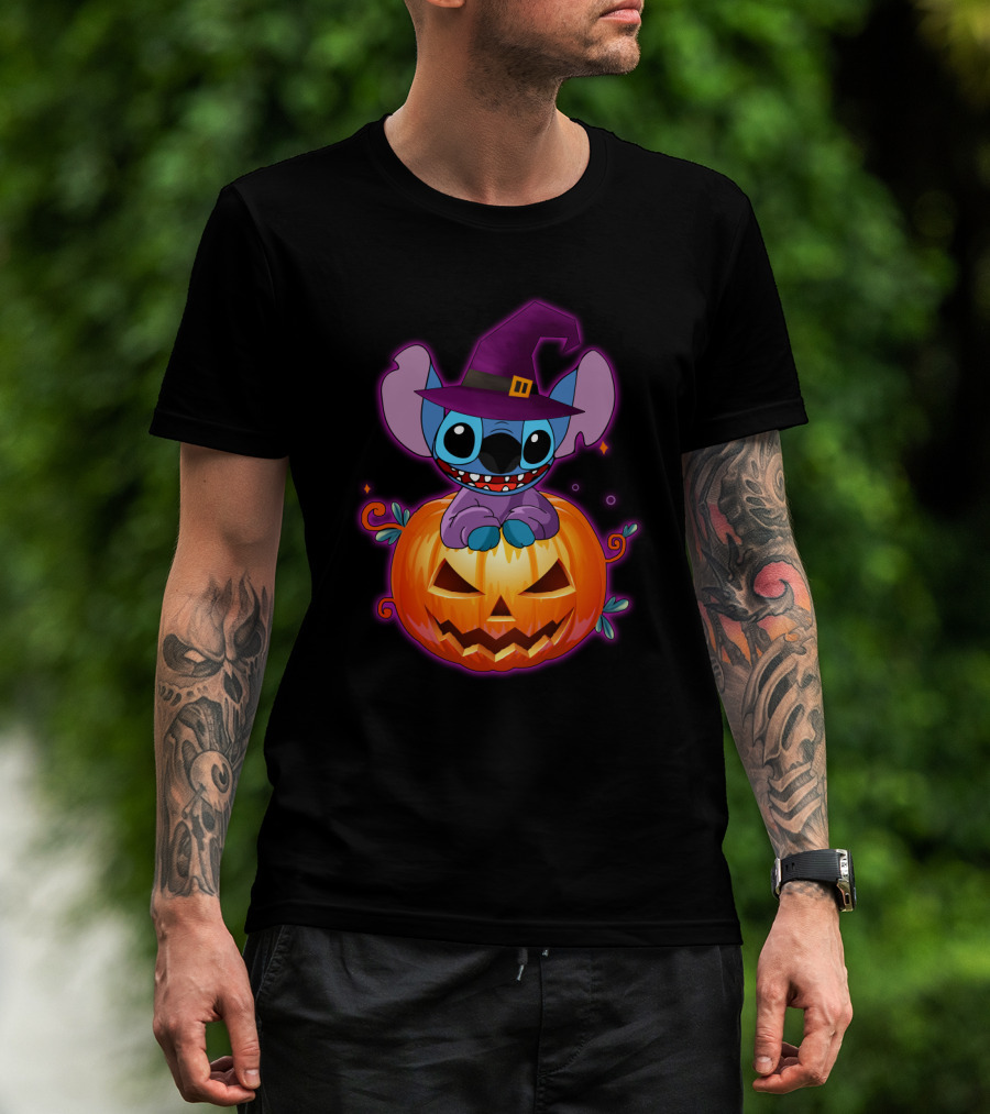 Stitch Witch Pumpkin Halloween Jack-O'-Lantern T-Shirt