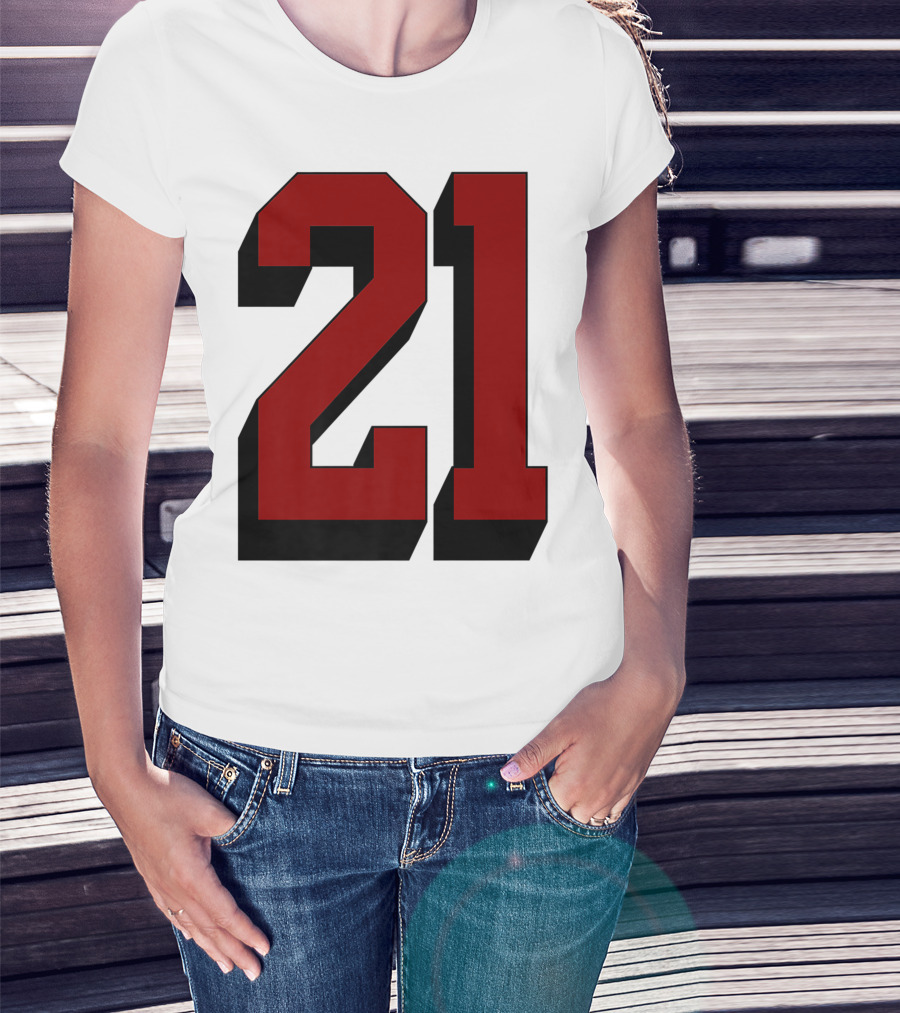 Number 21 Varsity Fan Sports Team White Jersey Premium 21 T-Shirt
