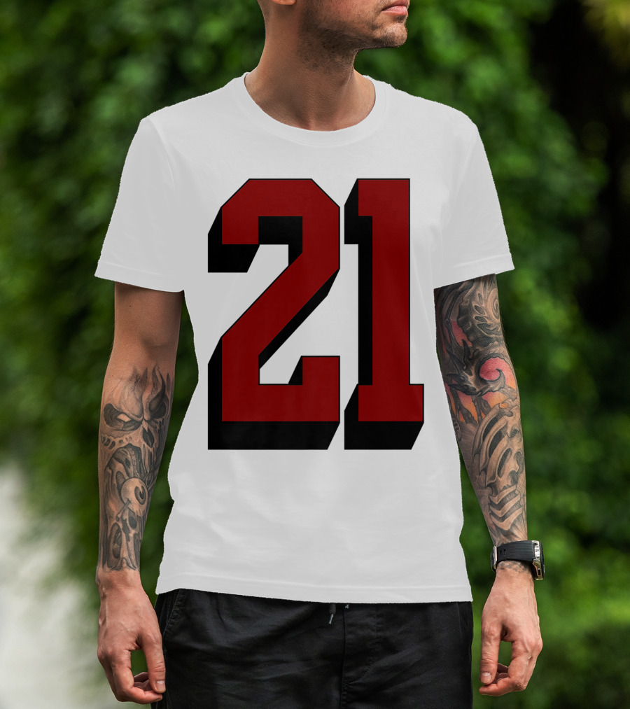 Number 21 Varsity Fan Sports Team White Jersey Premium 21 T-Shirt