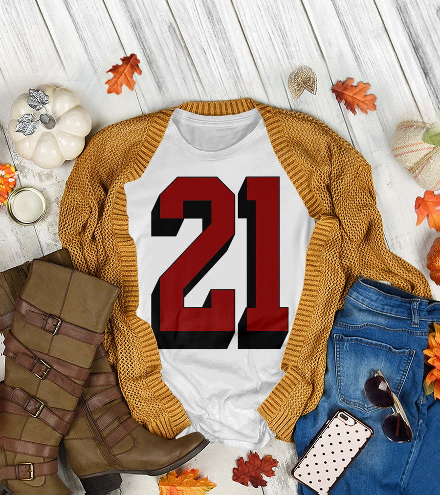 Number 21 Varsity Fan Sports Team White Jersey Premium 21 T-Shirt