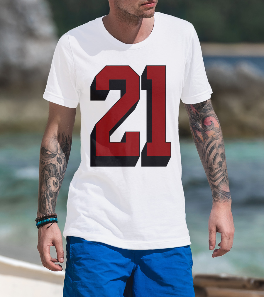Number 21 Varsity Fan Sports Team White Jersey Premium 21 T-Shirt
