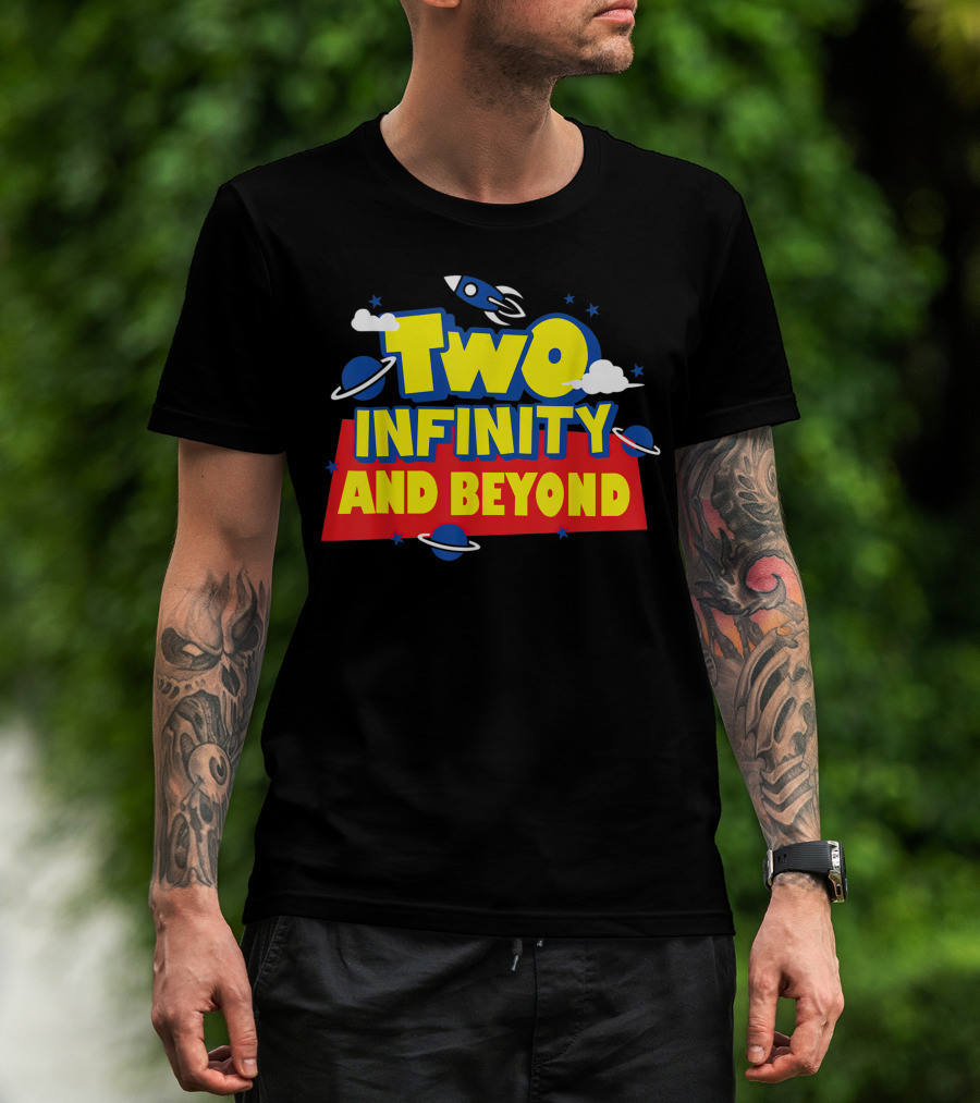 Two Infinity And Beyond 2nd Birthday Rocket And Planets T-Shirt