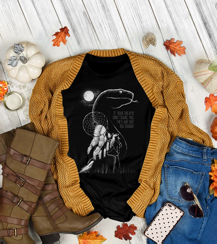 IF YOUR DREAMS DON'T SCARE YOU MOON DREAMCATCHER SNAKE狼狼 Biker Wolf IN Forest T-Shirt