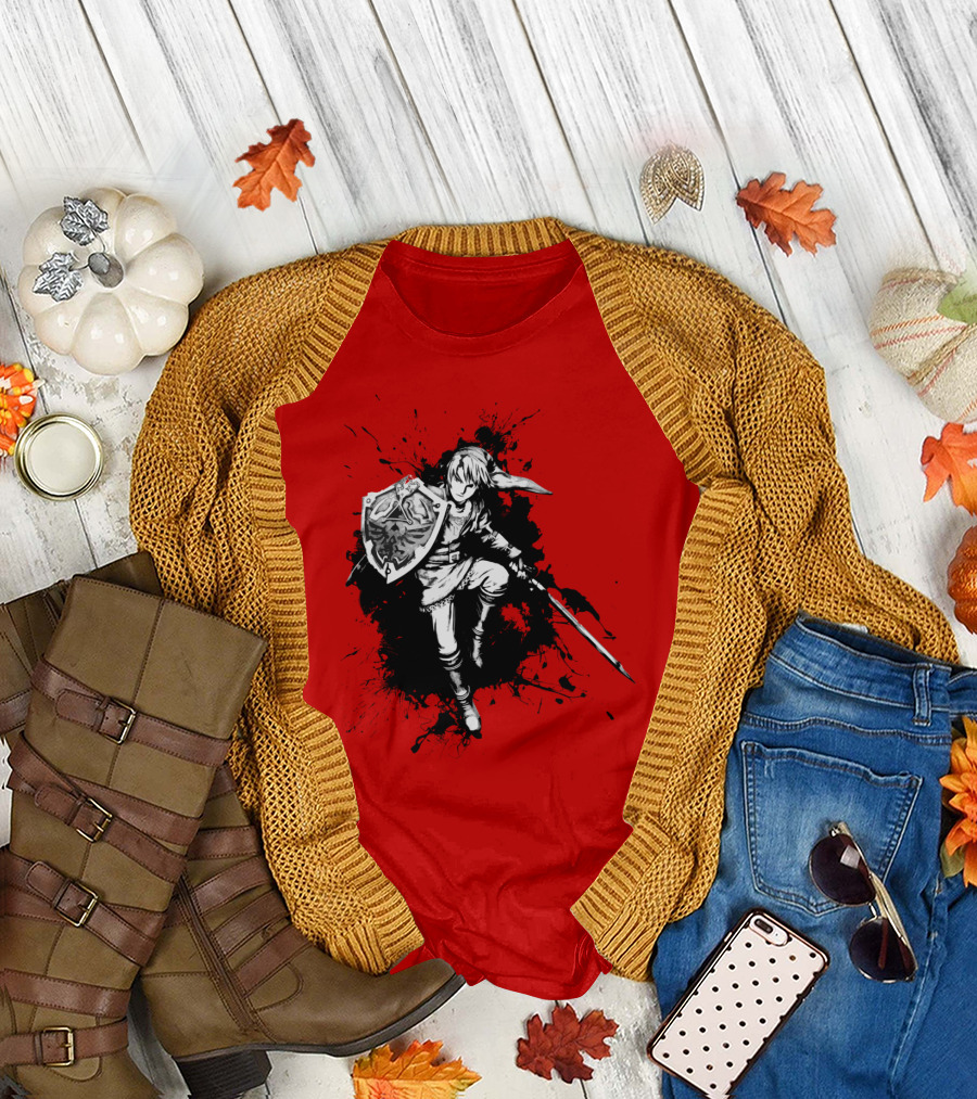 Hyrulean Legend of Zelda Link Warrior Hero with Shield and Sword T-Shirt