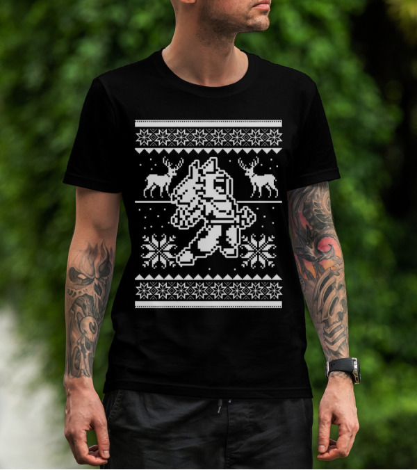 Christmas Saiyan SSJ2 Ugly Sweater Pixel T-Shirt