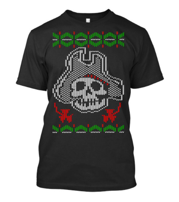 Pirate Hat Skull Christmas Sweater Pattern Holiday T-Shirt