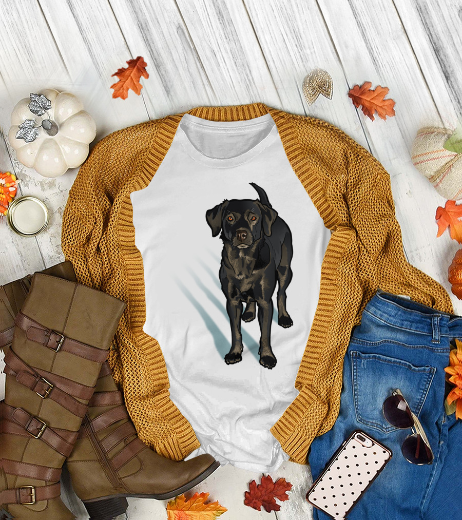 Black Lab Dog Pet Animal in the Snow T-Shirt
