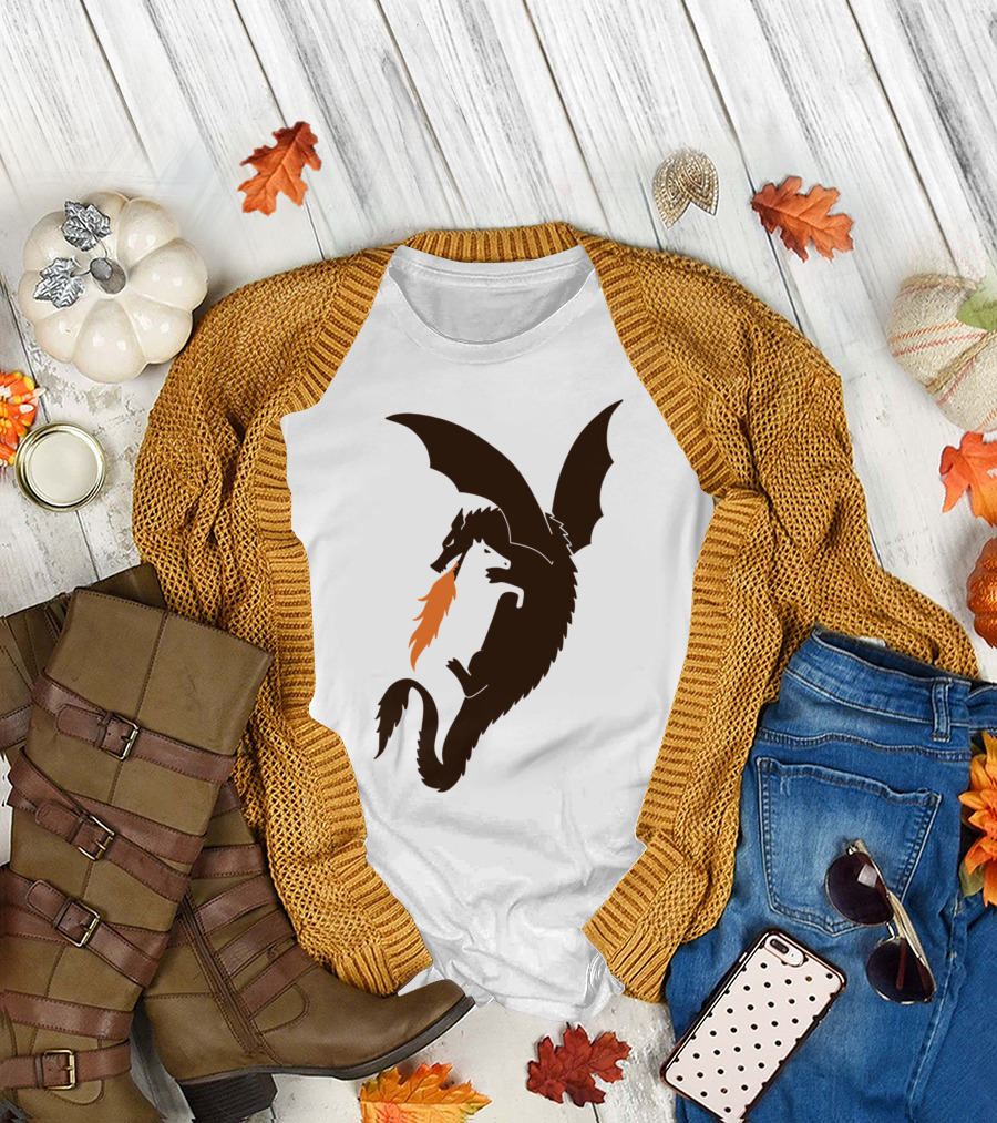 Dragon Embracing Horse with Fiery Mane T-Shirt