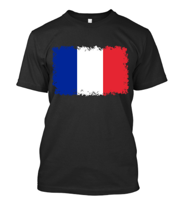 Flag Of France With Distressed Edges Blue White Red T-Shirt