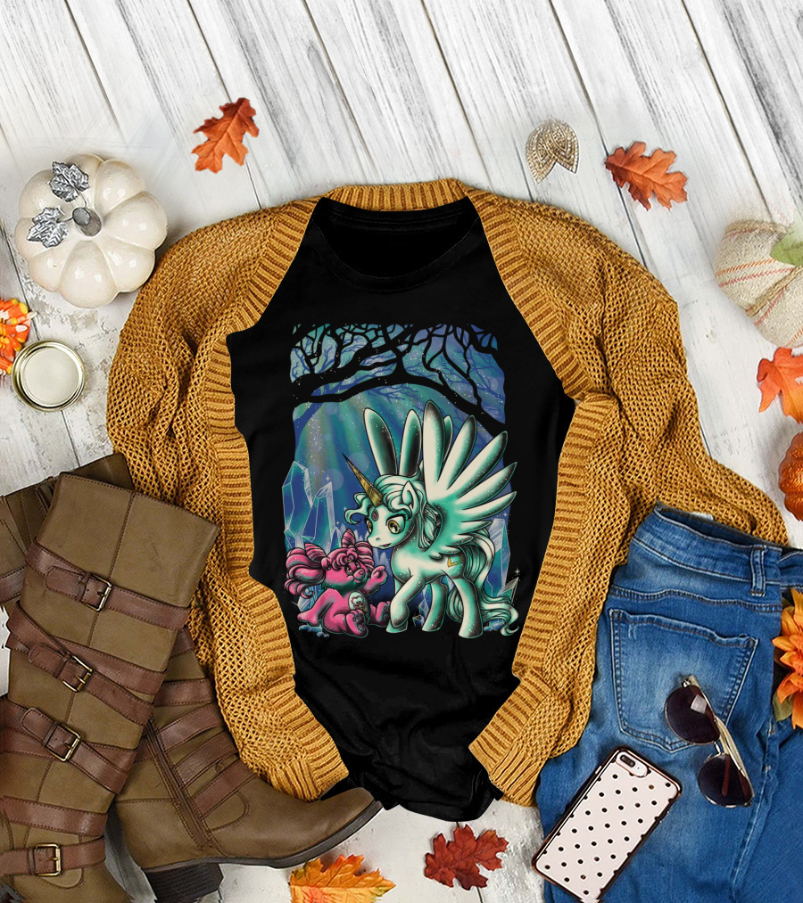A Meeting of Fate Unicorn Crystal Forest Scene T-Shirt