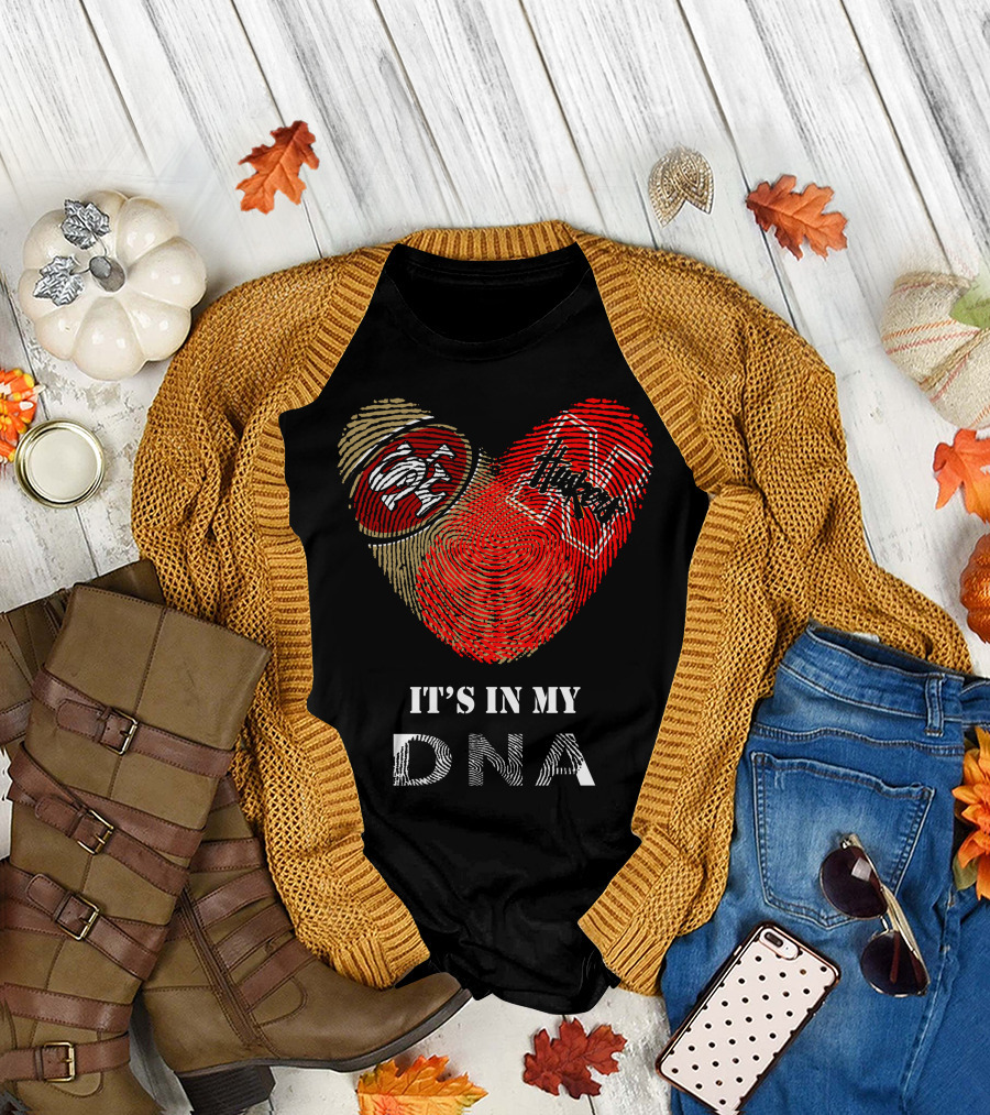 49Ers Nebraska Cornhuskers Fingerprint Heart DNA T-Shirt