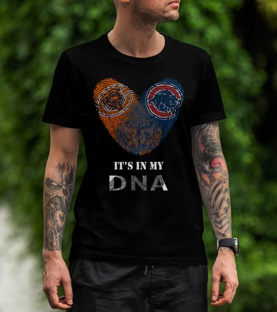 Chicago Bears Cubs It's In My Dna Fingerprint Heart T-Shirt