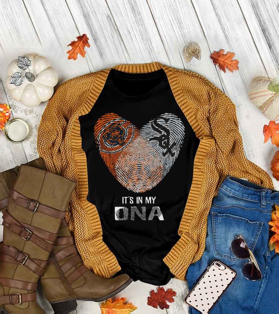 Bears White Sox It’s In My DNA Fingerprint Heart T-Shirt