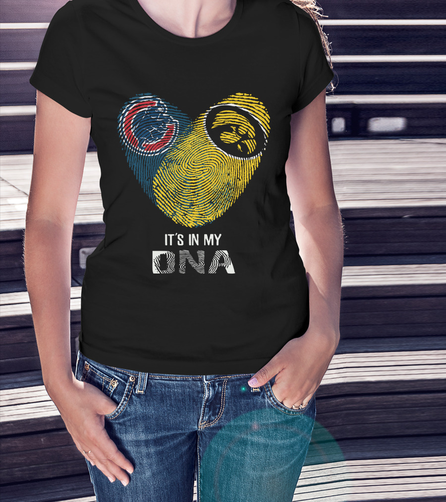 Chicago Cubs Iowa Hawkeyes It's In My Dna Fingerprint Heart T-Shirt