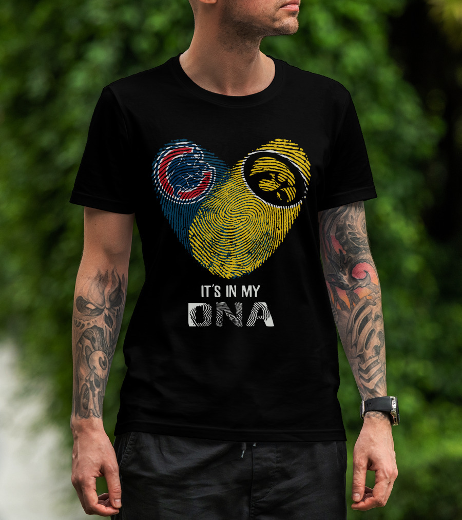 Chicago Cubs Iowa Hawkeyes It's In My Dna Fingerprint Heart T-Shirt