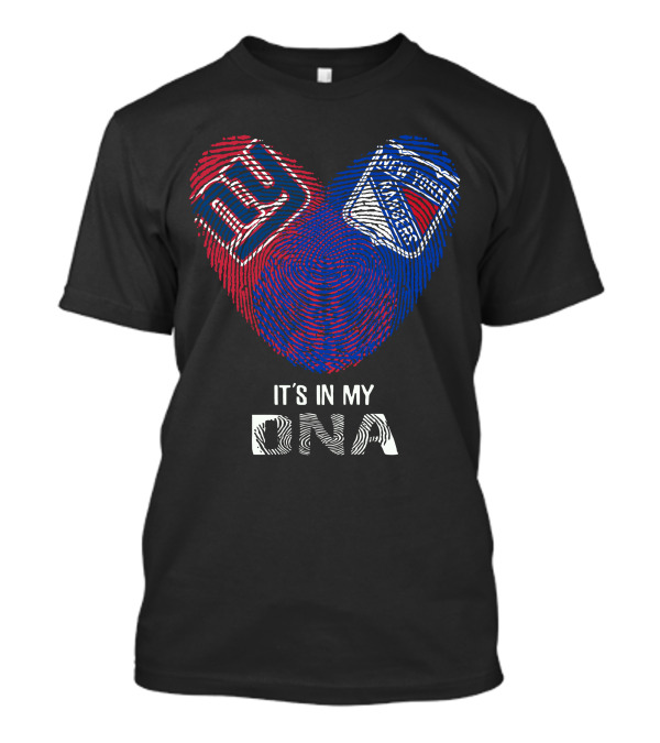Giants Rangers It's In My DNA Heart Fingerprint T-Shirt