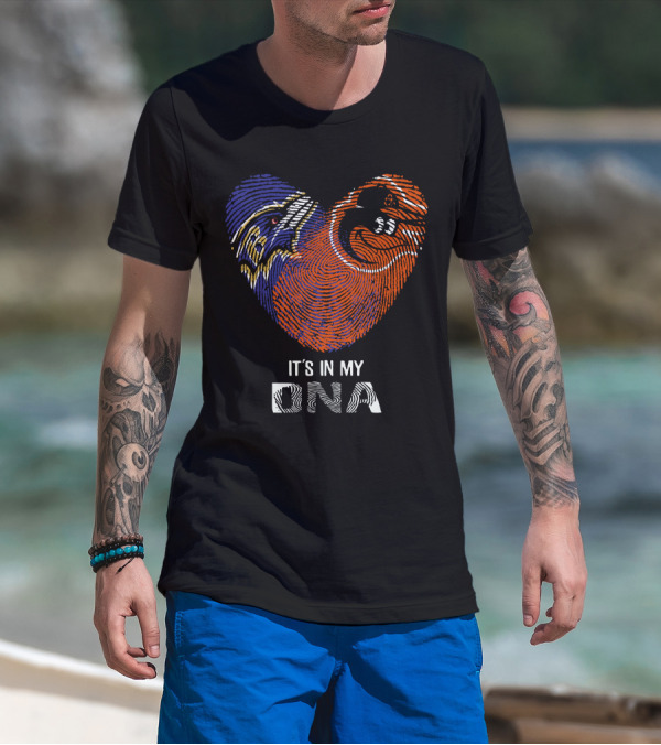 Ravens Orioles It's In My DNA Fingerprint Heart Ravens NFL Orioles MLB T-Shirt