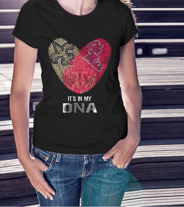 Saints Ole Miss Fingerprint Heart It's In My DNA T-Shirt