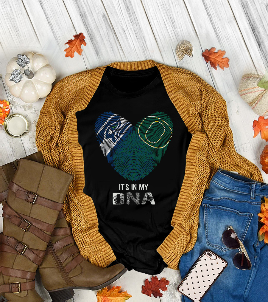 Seahawks Ducks Fingerprint Heart It's In My DNA T-Shirt