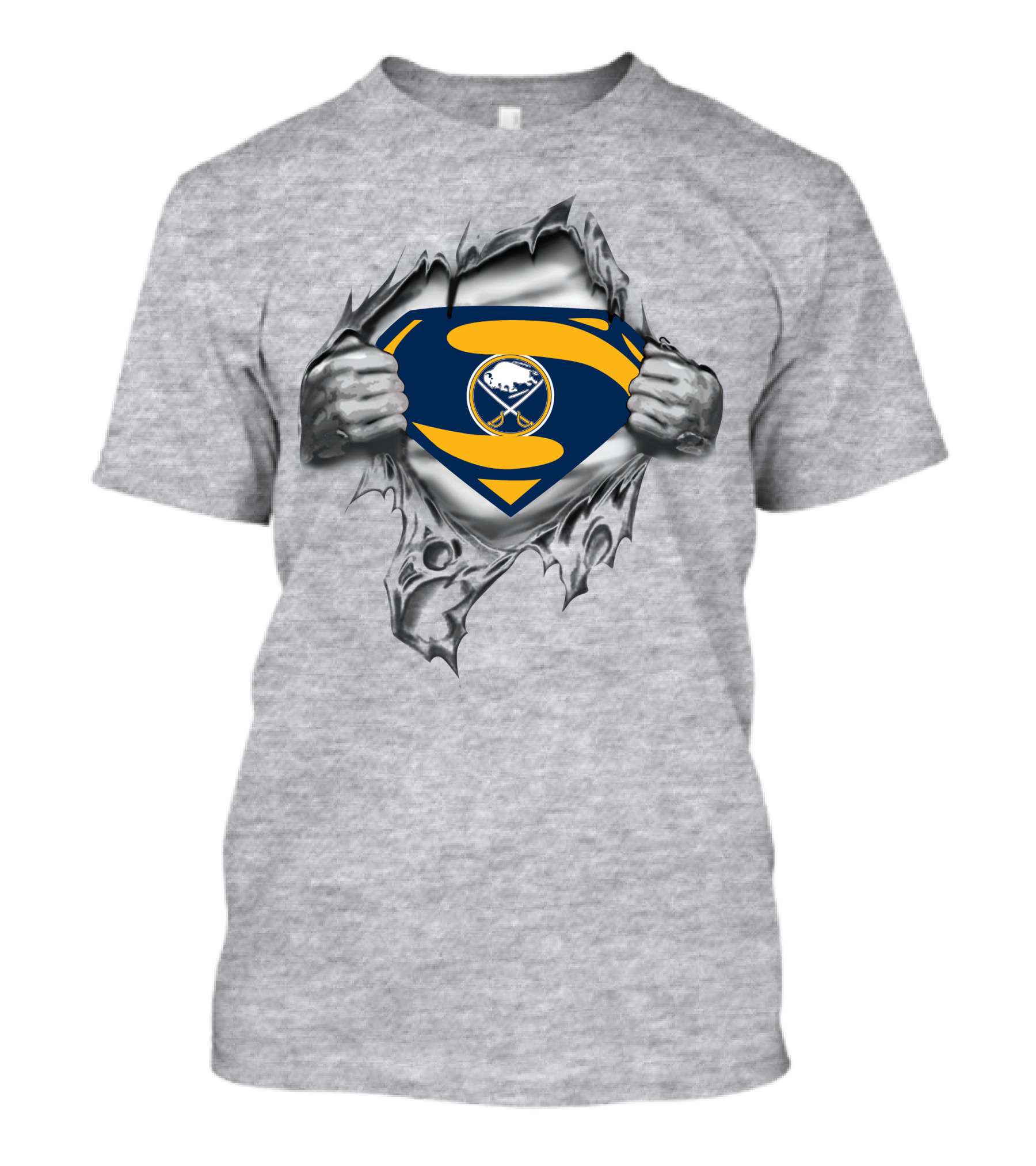 Buffalo Sabres Superman Emblem Ripped Chest T-Shirt