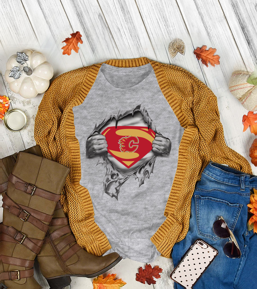Calgary Flames Superman Logo Crossover T-Shirt
