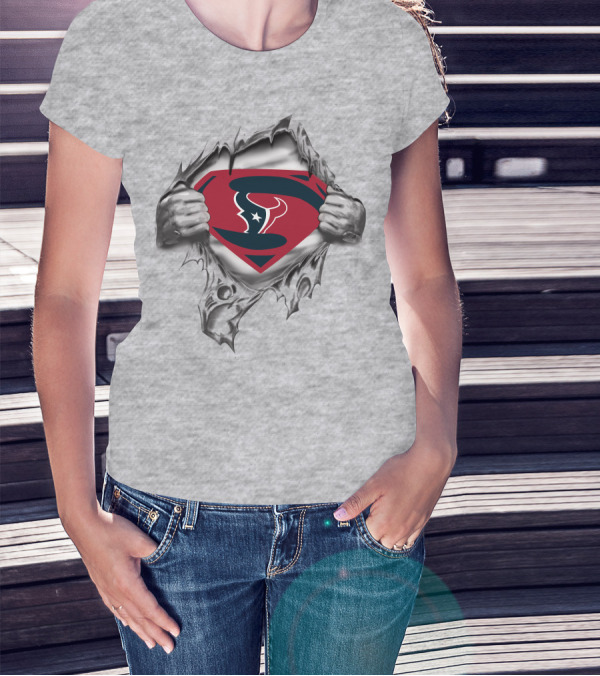 Superman Houston Texans Football Team Logo Fusion T-Shirt