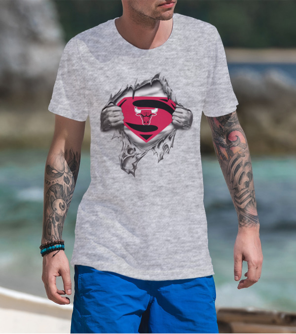 Chicago Bulls Superman Logo Bulls Emblem Superman Shield T-Shirt