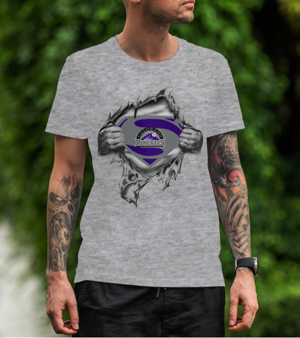 Colorado Rockies Superman Logo Breakthrough T-Shirt