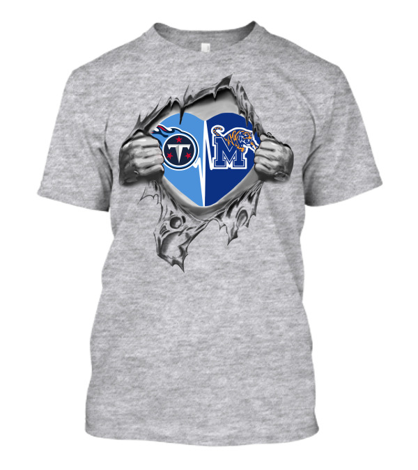 Titans Memphis Tigers Heart T-Shirt