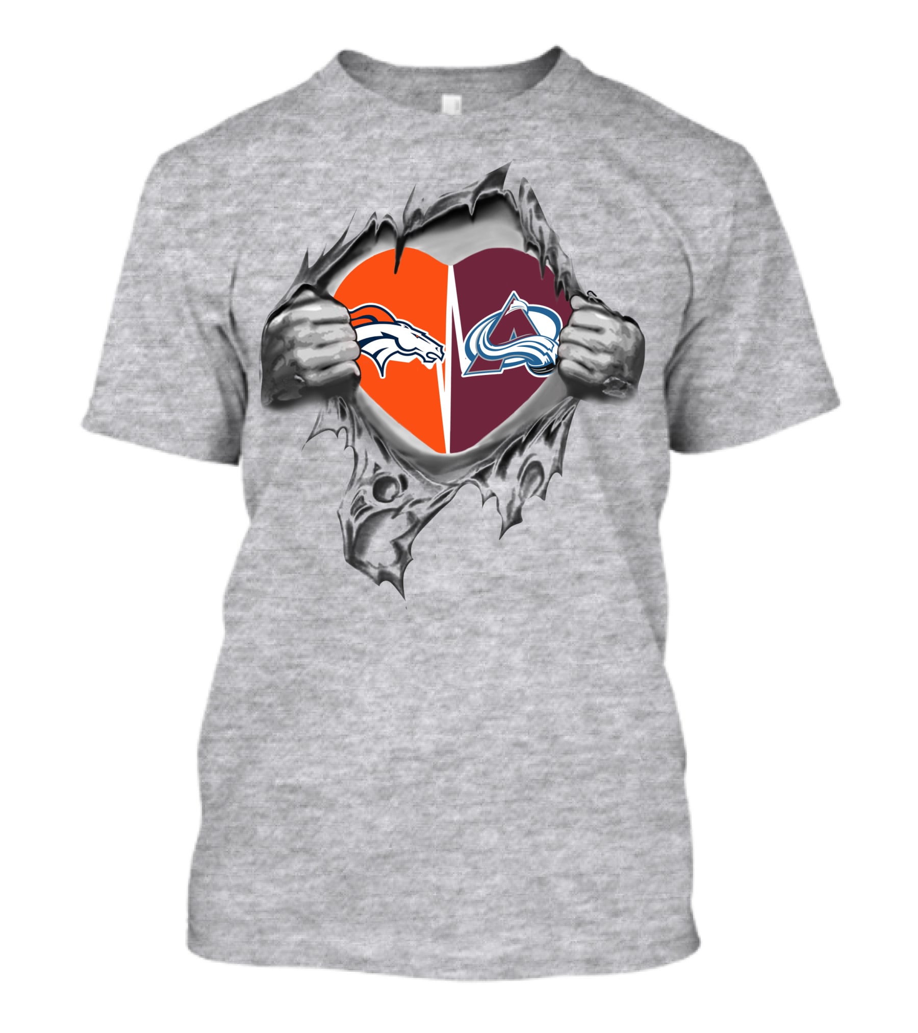 Broncos Avalanche Hearts And Hands Fusion Logo Fan T-Shirt