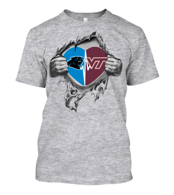 Panthers Hokies Heart Shape Peel T-Shirt