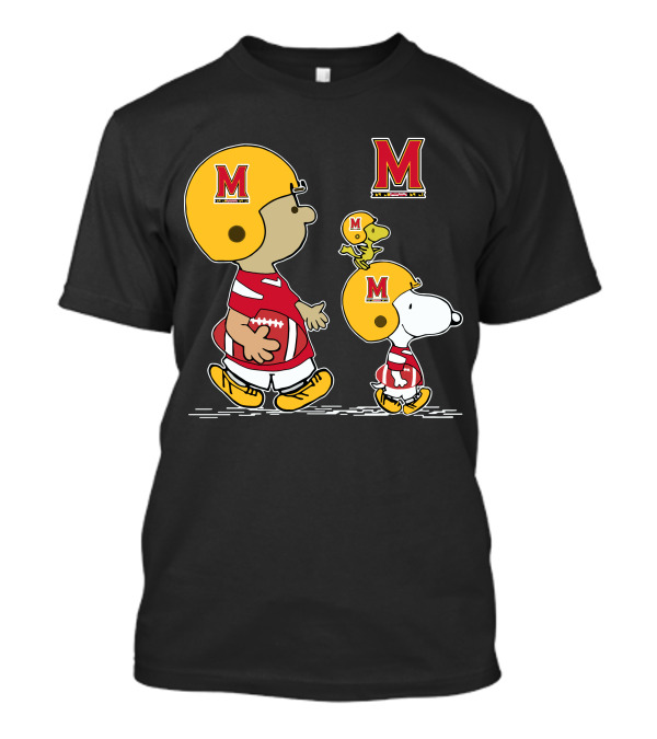 Maryland Terrapins Snoopy Football Charlie Brown Woodstock Helmet T-Shirt